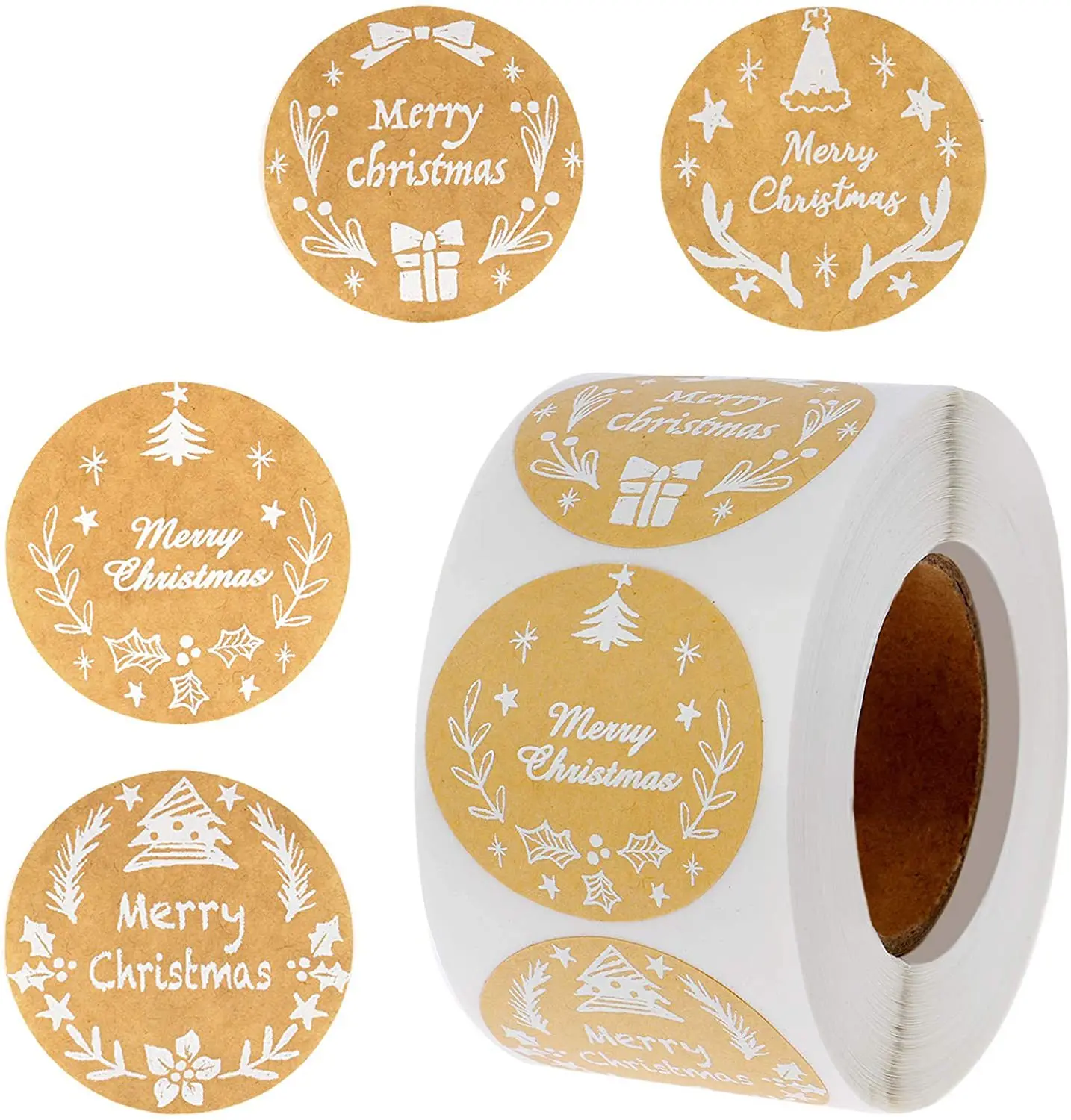 

50-500pcs Christmas Fawn Merry Christmas Sticker Cowhide Sticker Merry Christmas Decoration Label 1inch
