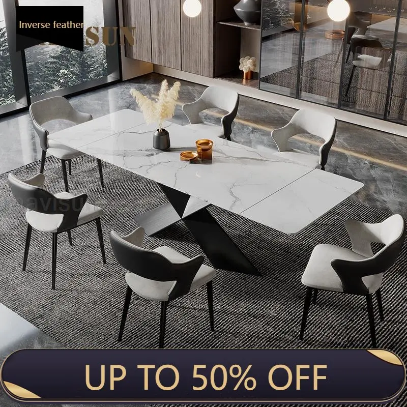 

Rectangular Retractable Dining Tables Extension Modern Household Designer Coffee Tables Bright Mesa De Comedor Kitchen Furniture