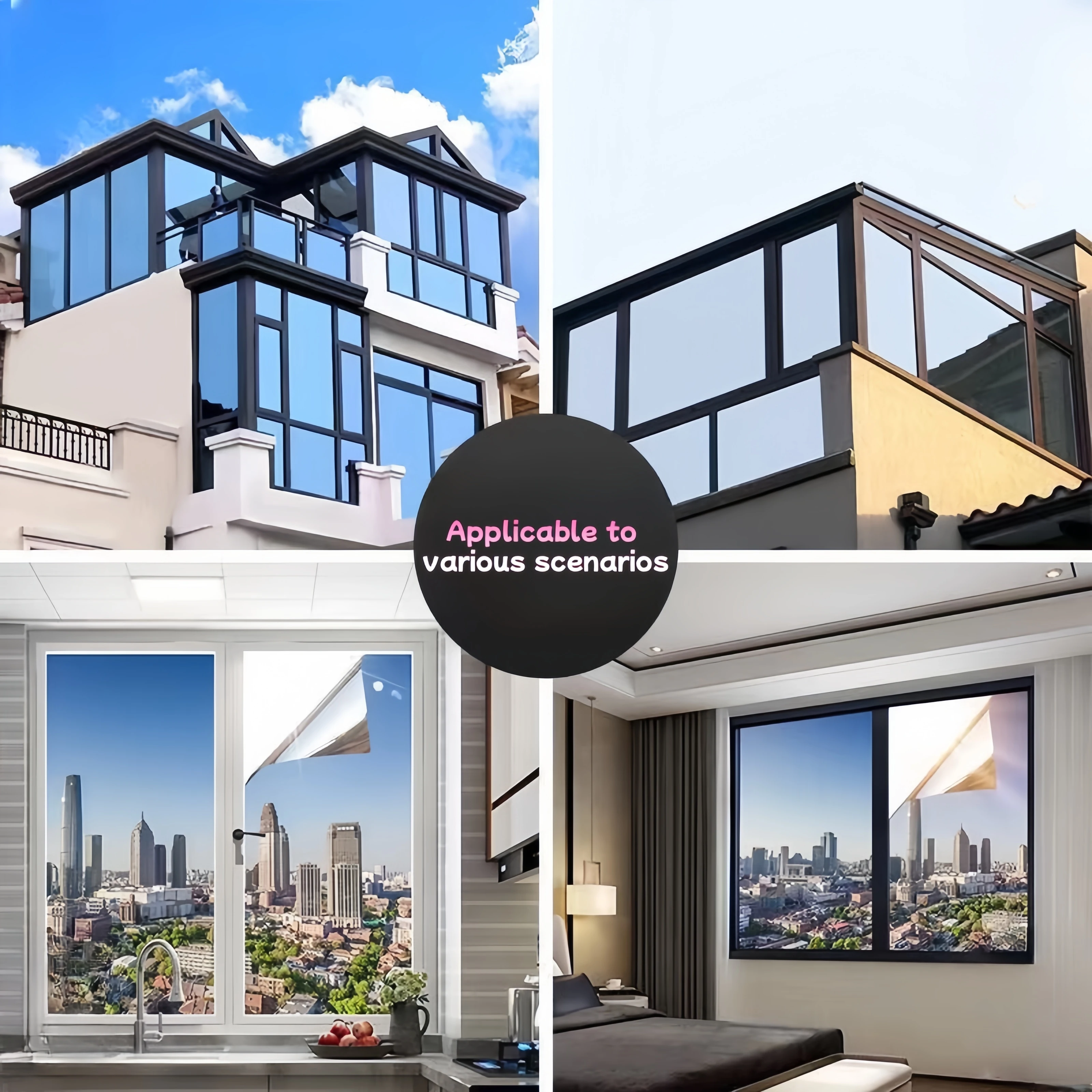 One-Way Perspective Glass Window Sticker Insulating Window Film Privacy Film Isolation 99% Uv Mirror Reflection