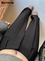Botvotee Office Elegant Women Suits Pants Black Straight High Waist Wide Leg Fashion Trousers Pockets Trousers Pantalones Mujer - Image 6