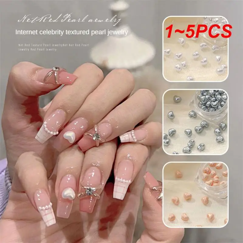 

Ослепительное украшение для ногтей с жемчугом, элегантный удобный аксессуар для ногтей в форме сердца без запаха