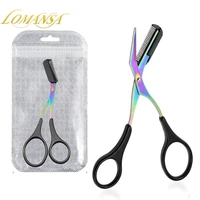 Eyebrow Trimmer Scissor with Comb Female Male Eyebrow Eyelash Scissors Safety Stainless Steel Face Razor Makeup Beauty Scissors 1