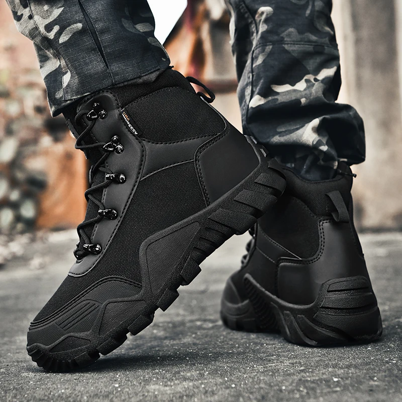 

Military Boots for Men Combat Mens Ankle Boots New High quality Tactical Army Boots Male Shoes Work Safety Shoes Motocycle Boots