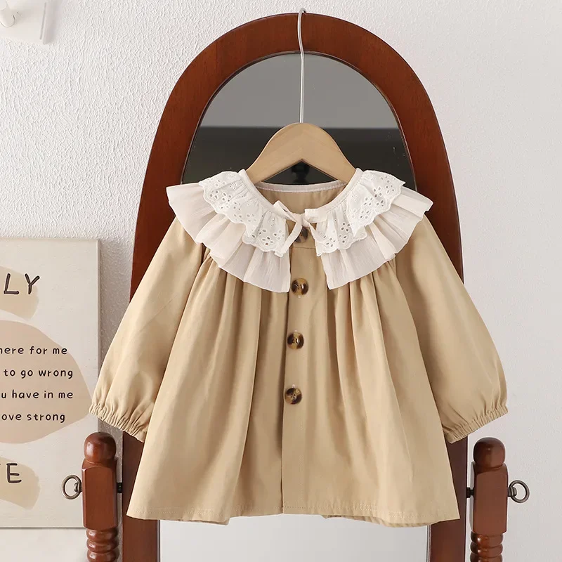 

2023 Autumn Girls Fashion Long Sleeve Button Coat Baby Kids Children Outerwear