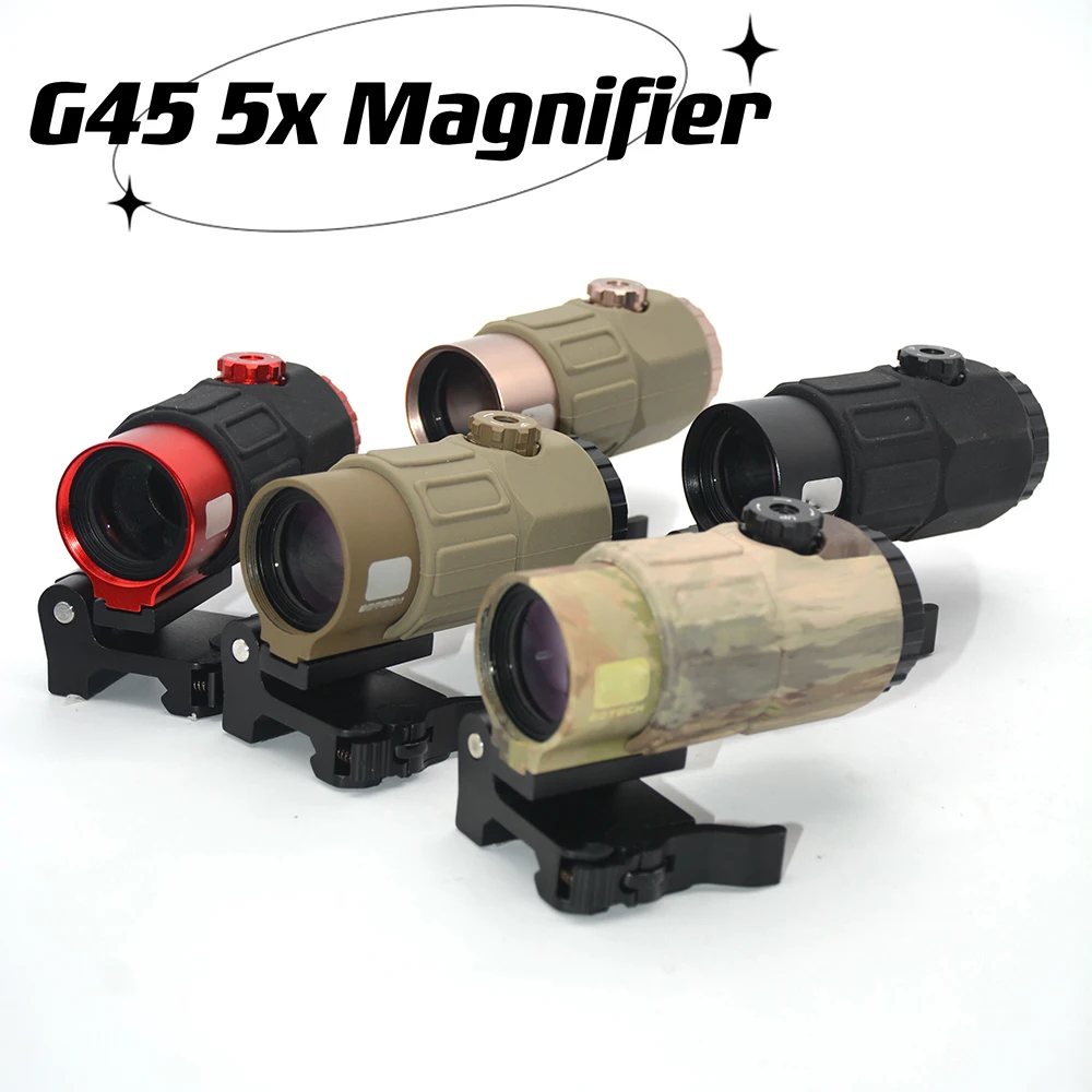 Tactical Airsoft G45 5X Magnifier 558 553 EXPS3 Red Dot Combo Scope Optics with QD Mount for 20MM Rail