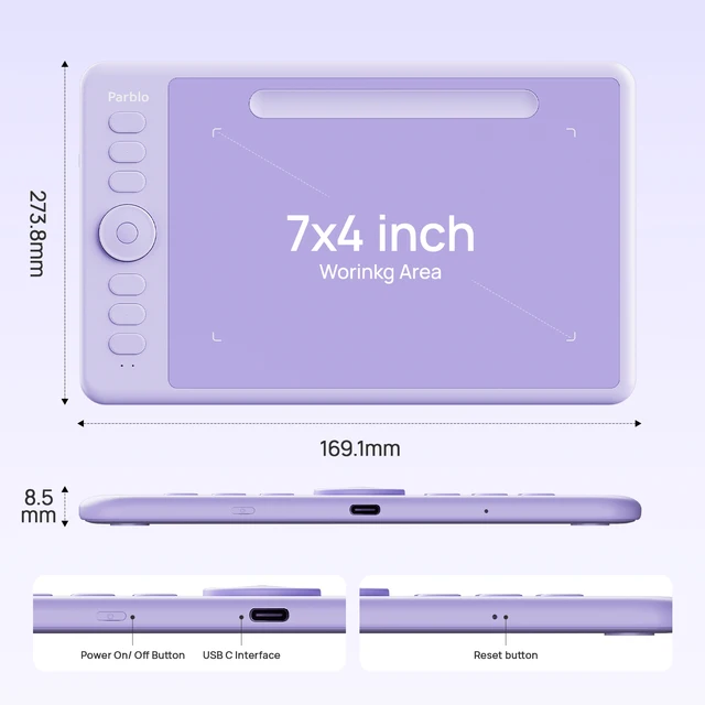 Parblo Intangbo SW Wireless Drawing Tablet, 7x4 inch Digital Graphics Tablets 16384 Pressure Compatible with Windows/Mac/Android 5