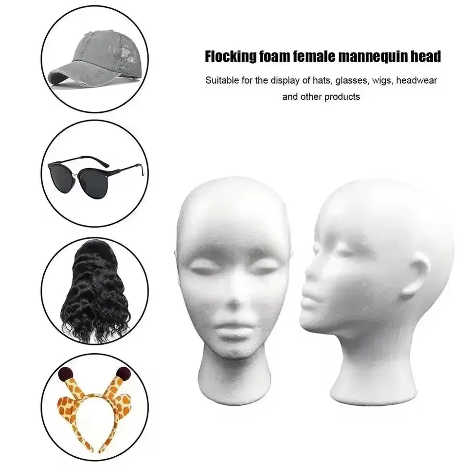 Female White Foam Mannequin Head Light Weight Manikin Head Suit For Display Wig Hat Scarves Perfect DIY Makeup Doll Head