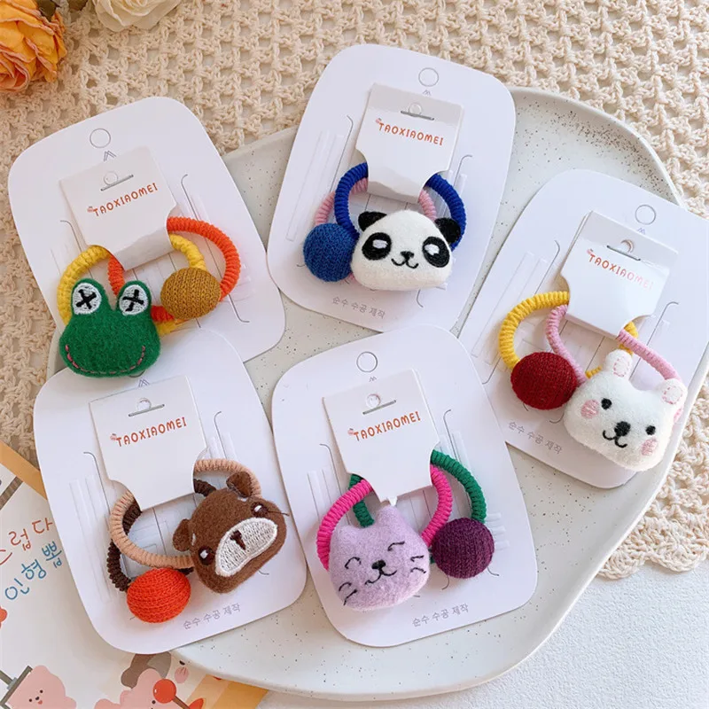 

10 pairs Wholesale New Hair Circles 2023 Cute Cartoon Animal Hair Ropes Little Girls Tie Hair Headropes