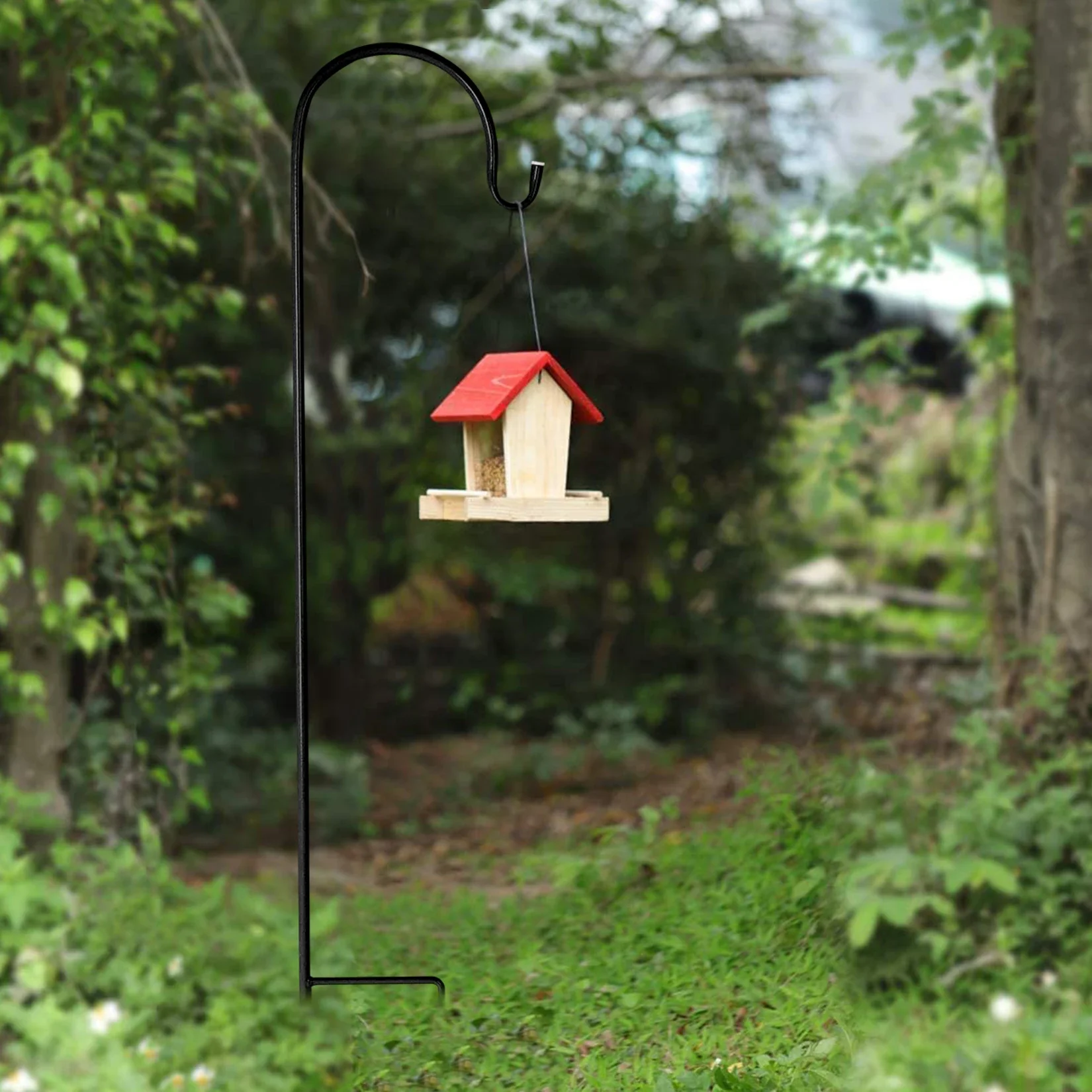8PCS 90cm Metal 8 Heavy Duty Garden Shepherd Crook Hooks Lantern Stand Bird Feeder