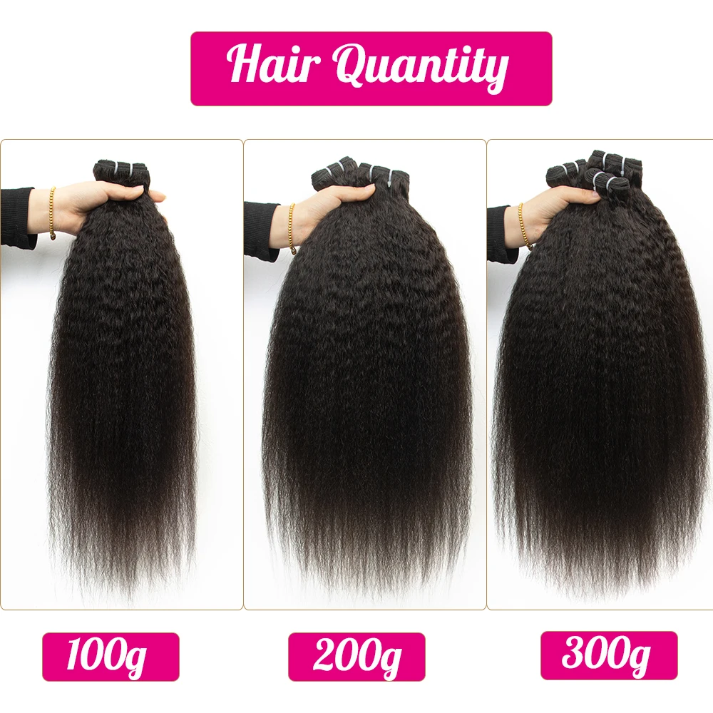 Kinky Straight Human Hair Extension Brazilian Remy Human Hair Bunldes Weft 100g/pack Kinky Straight Extension For Black