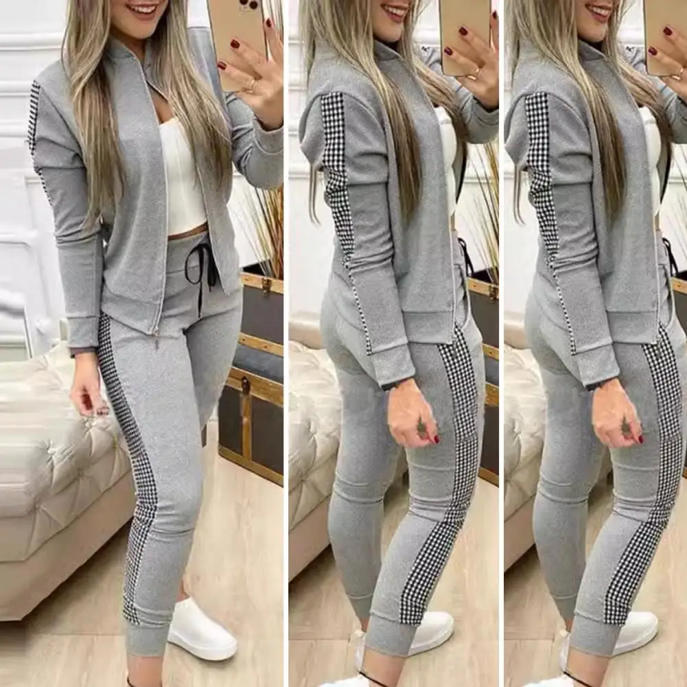 Women Tracksuit Stylish Women's Turtleneck Tracksuit Set Dot Print Sweatshirt Drawstring Pants Slim Fit Sports for Gym for Women 2