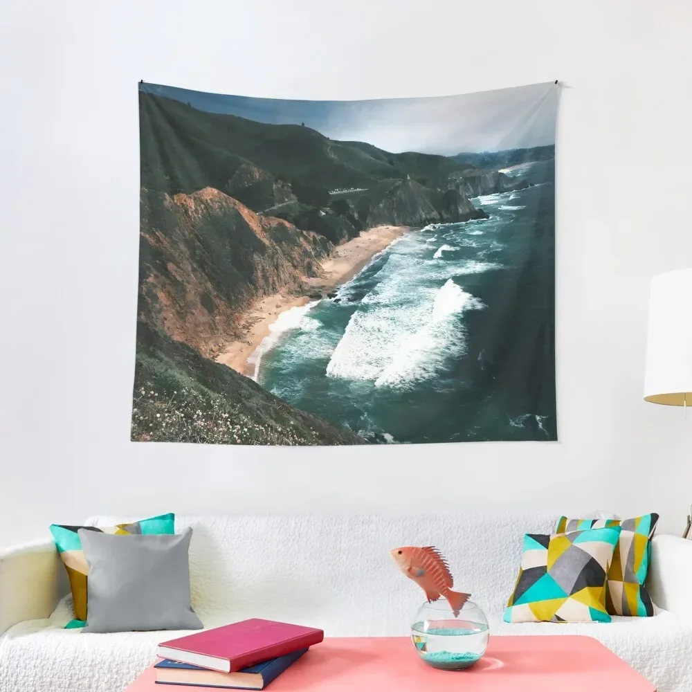 

Big Sur Surf and Coastline Tapestry Aesthetic Room Decoration Wall Hanging Wall Decoration Room Tapestry