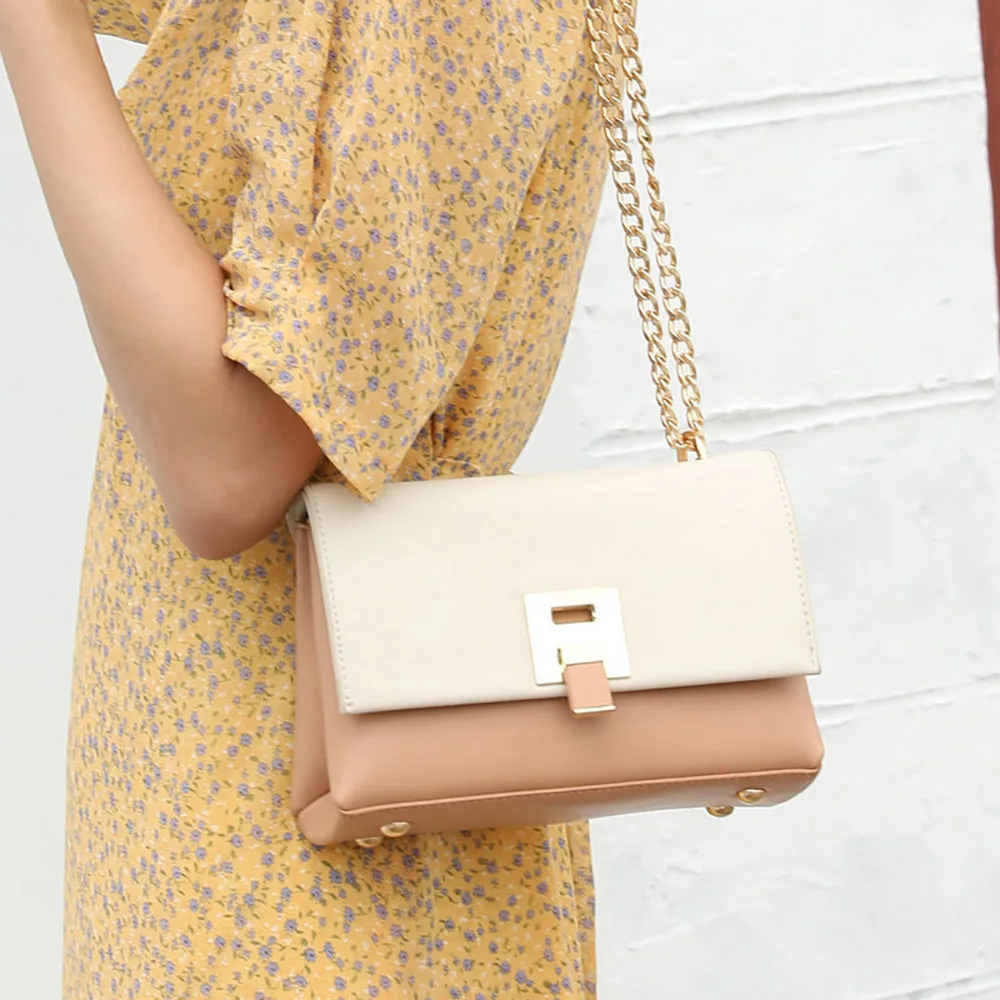 

Trendy Women Chain Crossbody Bags 2022 Summer Fashion Design Pu Leather Small Square Shoulder Bags Commuter Female Handbags