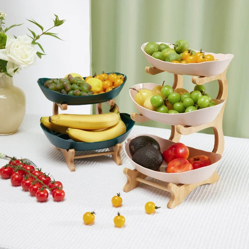 Plastic Storage Container 3-Layer Fruit Bowl Garden Snack Kitchen Dishes Afternoon-tea Cake Basket fruit plate snack bowl snack dish