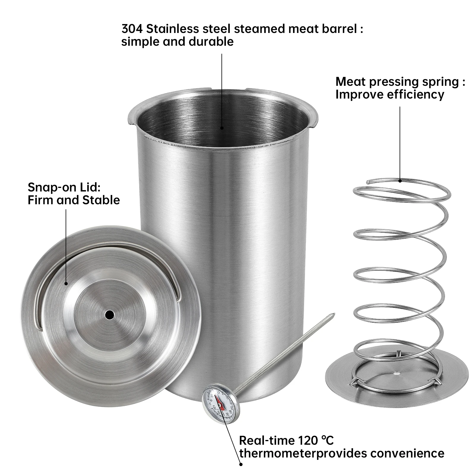 Stainless Steel Meat Press Cooker - 304 Grade, For Ham, Meatloaf, Beef, Poultry & Fish