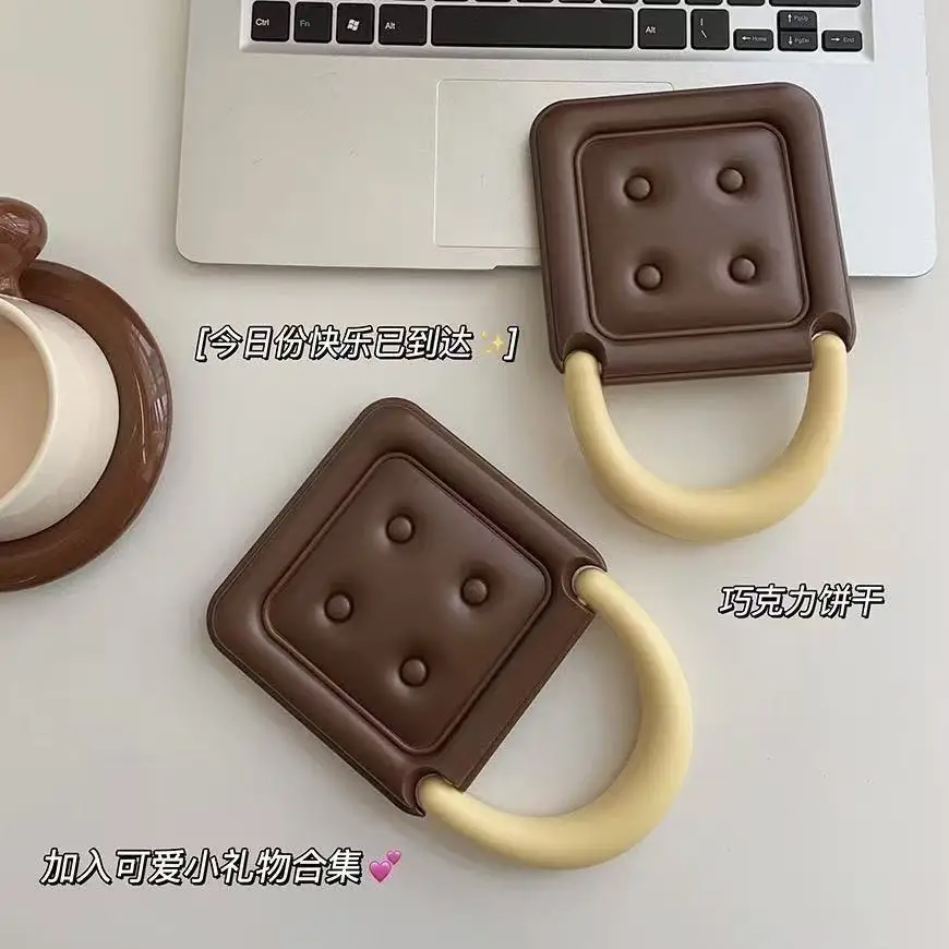 인스타 스타일 휴대용 접이식 화장 거울, 여행 및 데스크탑용 독창적인 초콜릿 쿠키 모양 화장 거울