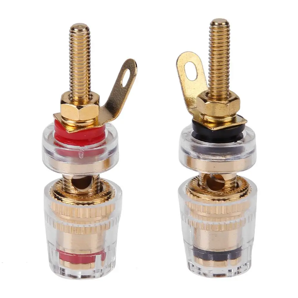 2pcs 4mm Banana Socket Gold Plated Binding Post Nut Banana Plug Jack
