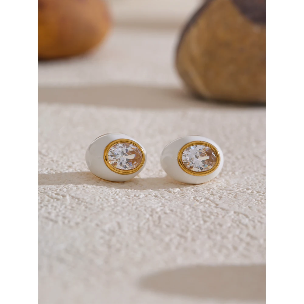 Yhpup Oval Stud Earrings