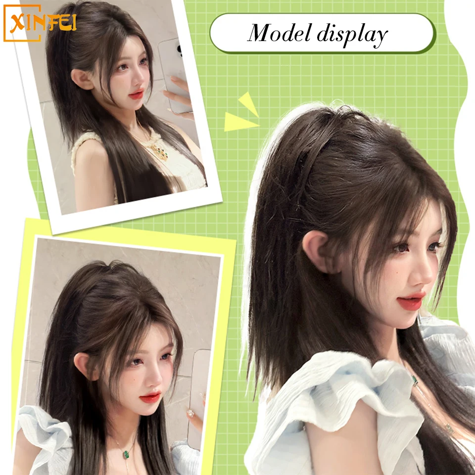Waterfall Half Tall ponytail Women Synthetic Wig Grab Clip Fluffy Sweet Cool Spicy Girl Wig ponytail braid clip in ponytail hair extension synthetic ponytail synthetic hair accessories clip in ponytail extensions