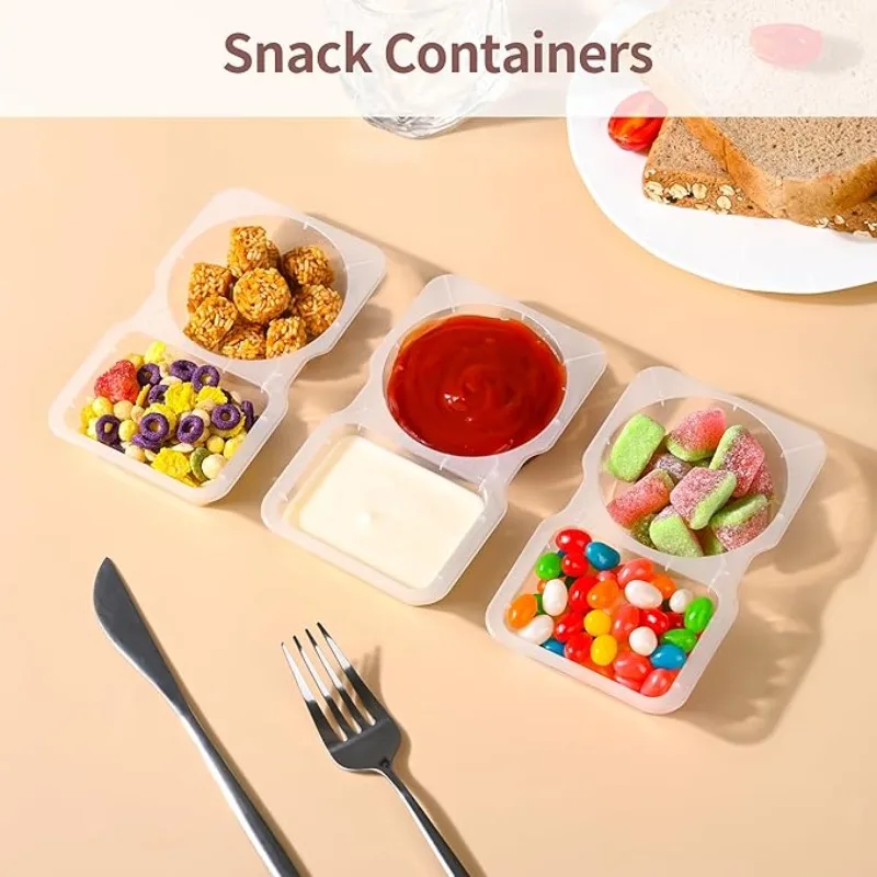 Snack Containers Double Compartment Reusable Snack Packs 2 Compartments With Lid For Home School Daily Outdoor Picnic