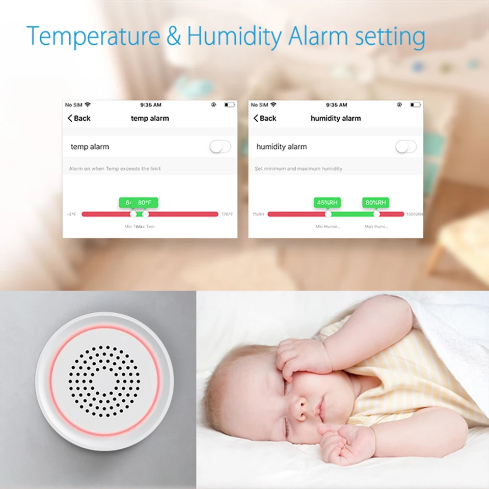USB WiFi Temperature Humidity Sensor with Alarm