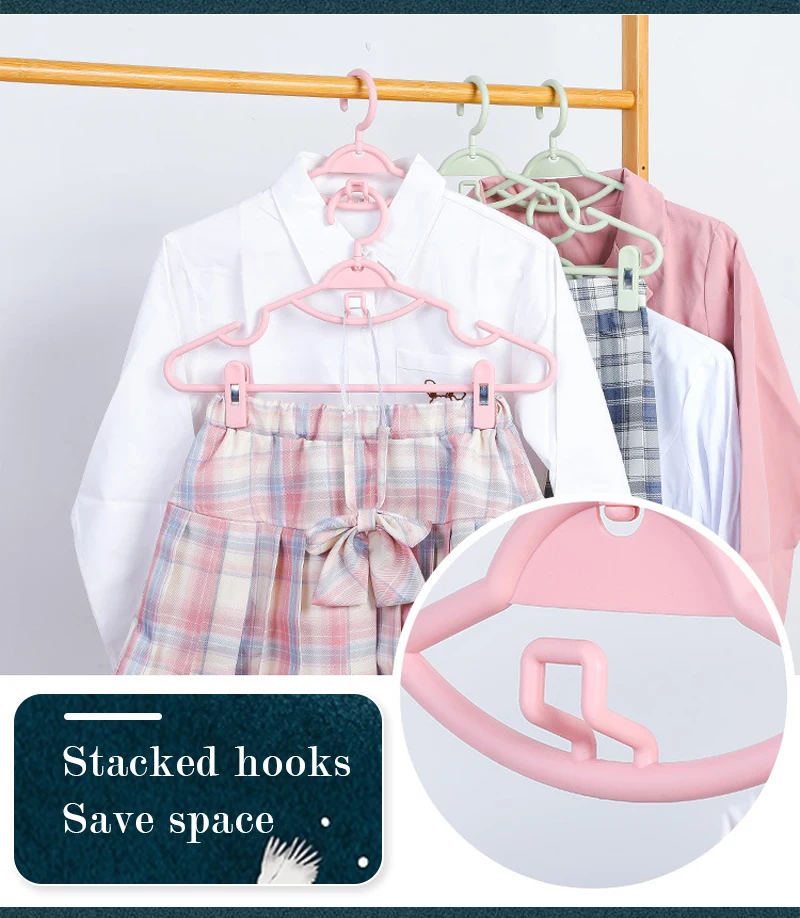 Description Picture 3 of item5/10PCS Multifunctional Clothes Hanger With Clip Set Of Hangers Space Saving Non-Slip Storage Women's Skirt Clothes Organizer