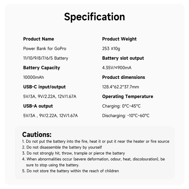Telesin 10000mah Poderoso Banco de Potência para Gopro11 Herói 11 10 para Gopro Carga Rápida Bateria Externa Portátil Powerbank - Image 6
