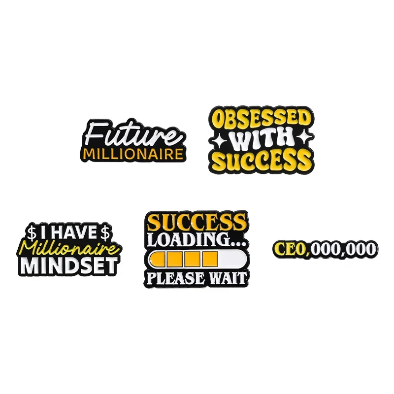 

Future Millionaire Enamel Pins Custom Obsessed With Success Badge Decorative Clothes Lapel Brooches Jewelry Gift For Kid Friend