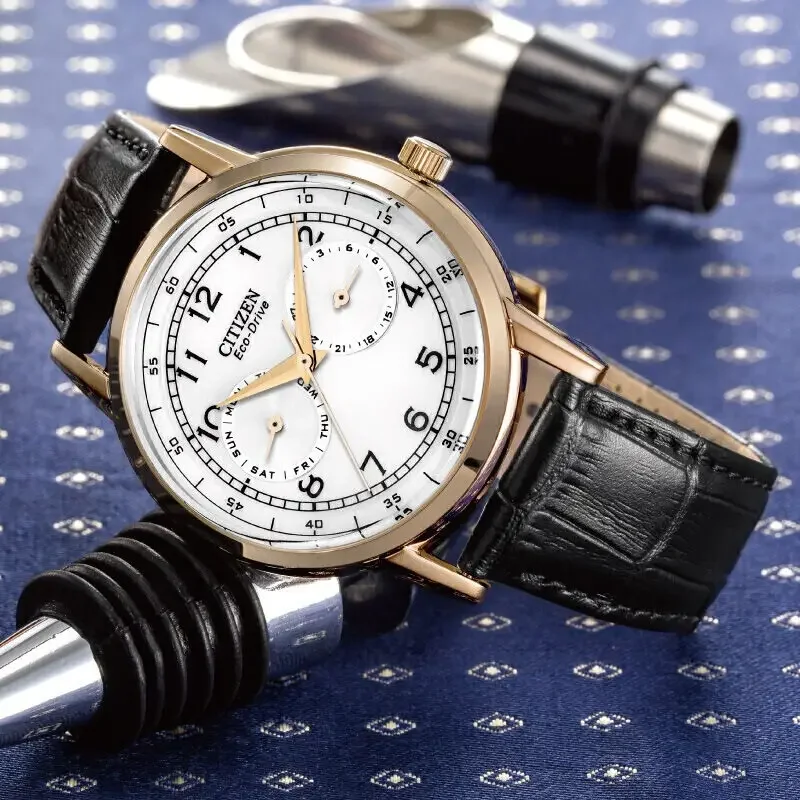 Citizen Men's Watch AO9003 Original Fashion Eco-driven Retro Casual Small Blue Needle Genuine Leather Automatic Time Watches Men