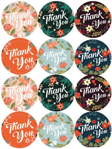 

100 шт./партия, круглые наклейки с логотипом «Thank you»