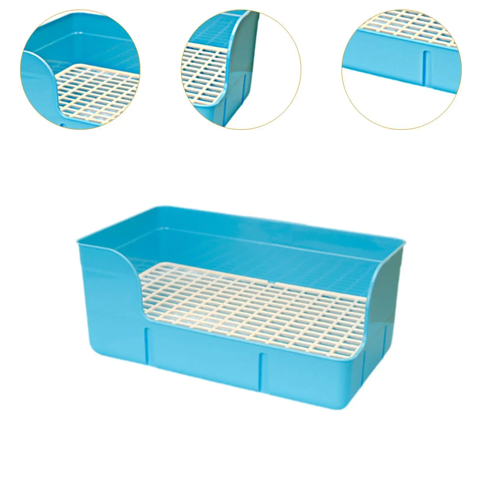 Rabbit Litter Box for Cage Pee Pan Tray Anti Splashing Bedpan Grid Litter Pan for Bunny Chinchillas Rats Ferrets Small Animals