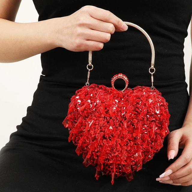 Hhdxre Chic Evening Handbag Shiny Purse Rhinestone Purse Sparkly Bag for  Party Club Wedding(Wine Red,L) - Walmart.com