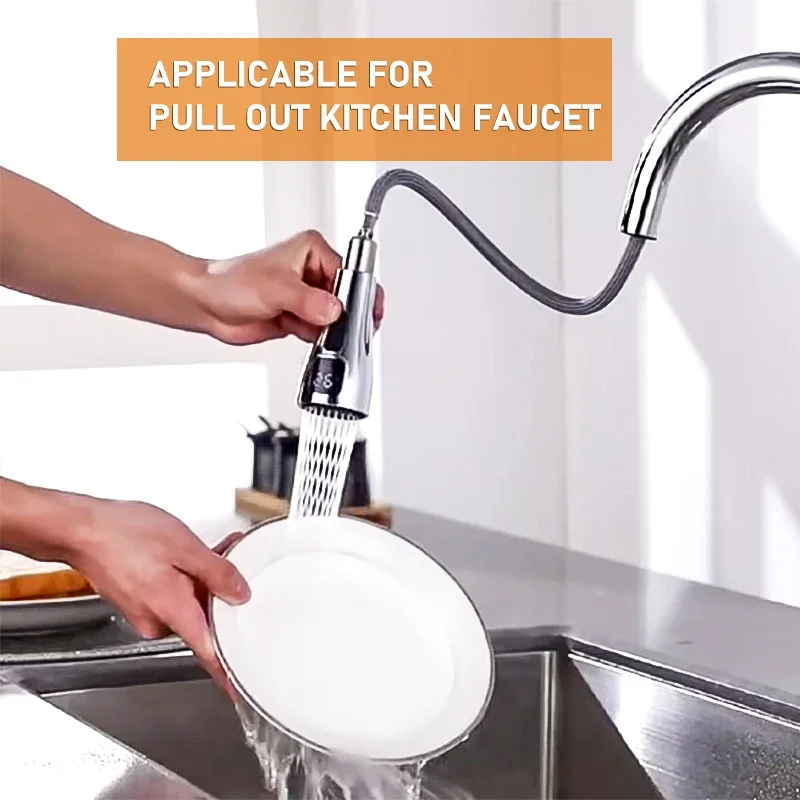 LED Aerator Nozzle Black Brushed Removable Shower Sprayer Replacement Kitchen Faucet Pull Out Sprinkler Head
