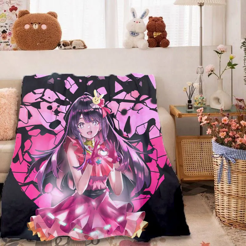 

Hoshino Ai Blanket Anime Oshi no Ko Spring Autumn Super Warm Plaid Throw Blankets For home Plush Thin Quilt
