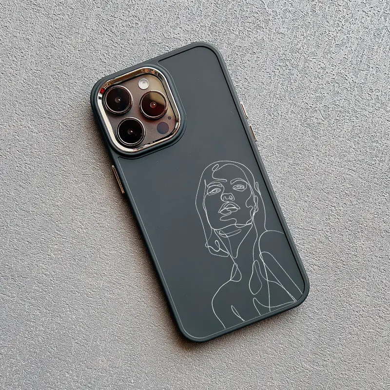 Sleek Abstract Geometric Face Art Silicone Phone Case