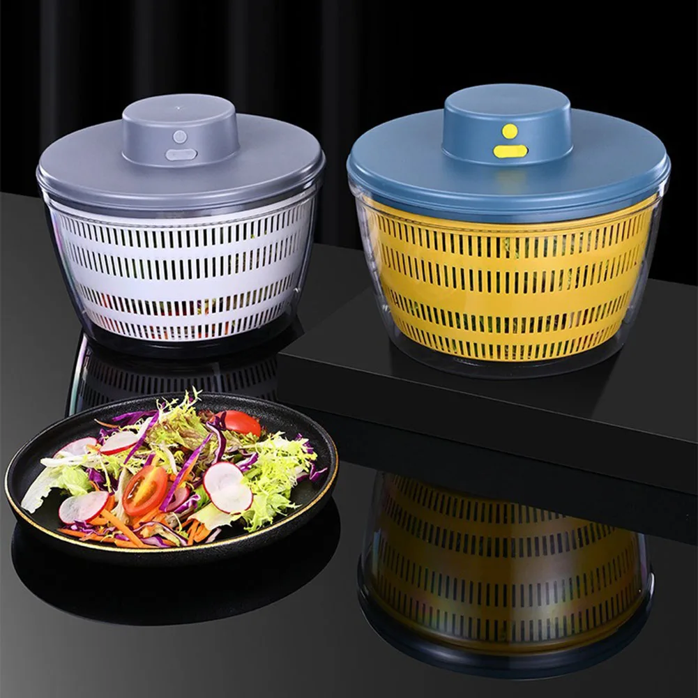 

4L Electric Vegetable Dehydrator Lectric Quick Cleaning Dryer Clean Fruit Salad Dry Wet Separation Drain Spinner Dryer Bowl