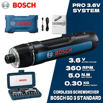 BOSCH GO 3 무선 스크루 드라이버, 리튬 이온 배터리 충전식 무선 드릴, 박스 포함, 전문 도구, 3.6V
