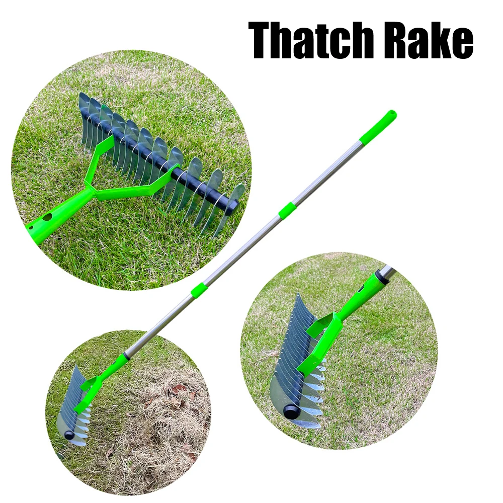 

Thatch Rake 170cm Farming Rake Garden Lawn Grass Rakes Hay Deciduous Pine Soil Rakes Gardening Farm Tools