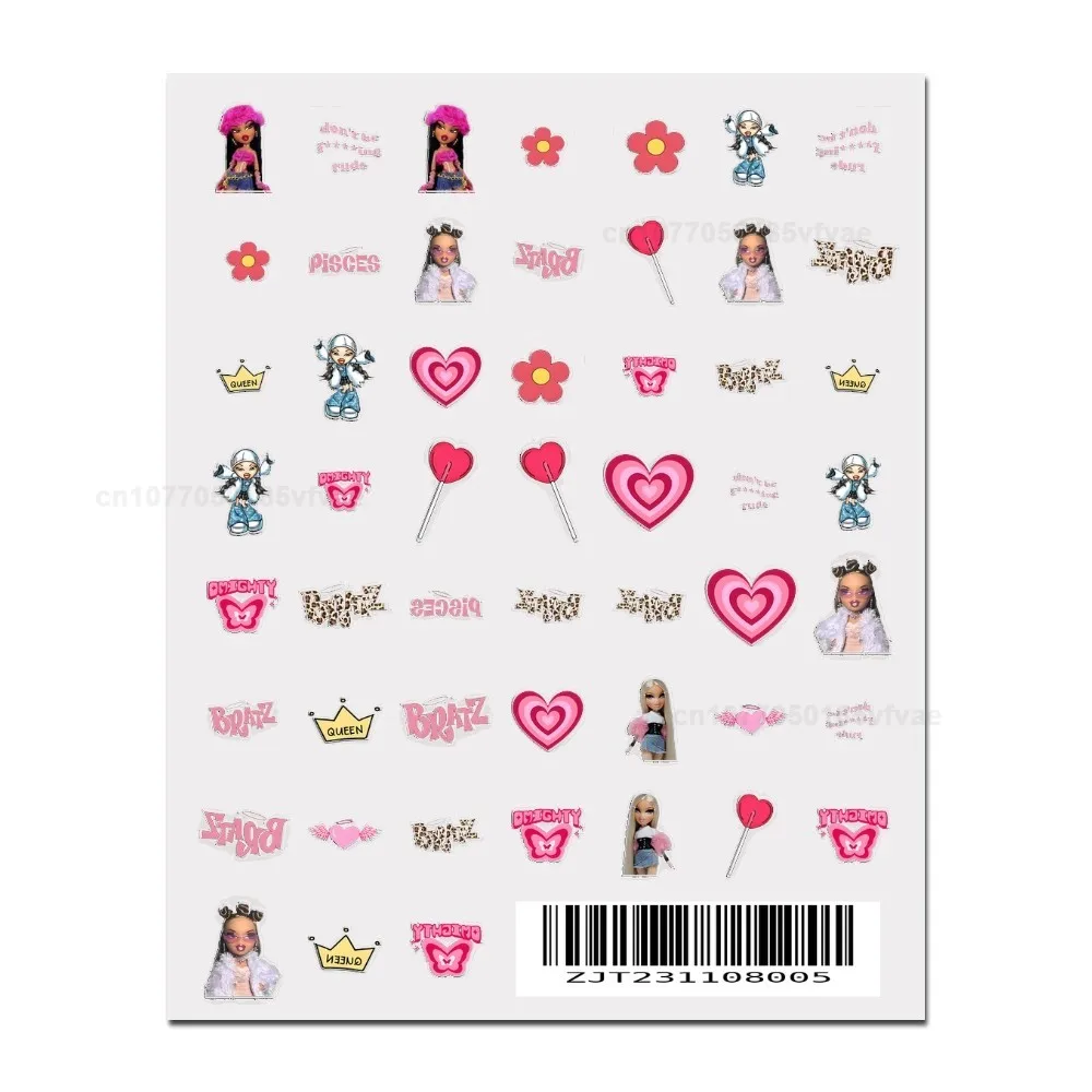 Cartoon Girl B-Bratz Stickers 1PCS 3D Adhesive Nail Art Sticker Cartoon Nail Art Decal Sticker Parts Manicure 3d stickers cartoon nail stickers