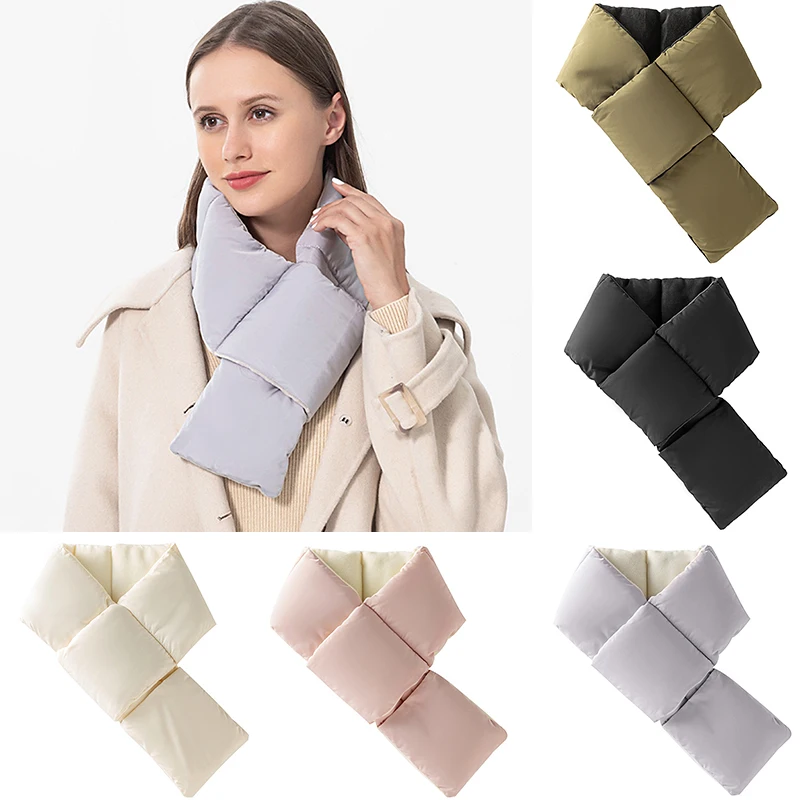 

New Fashion Women Cotton Down Ring Snood Scarves Thermal Warm Scarf Eiderdown Neck Warmer Women Winter Down Scarf