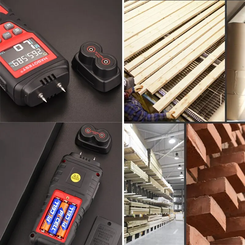 Wood Moisture Meter HT632 Wood Moisture Meter Wall Water Tester Digital Humidity Meter HABOTEST Two Pins Hygrometer Concrete Cement Brick Detector