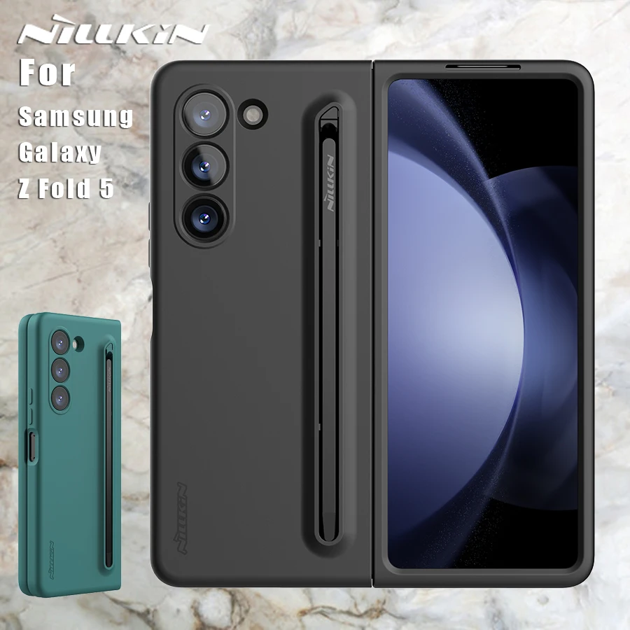 

NILLKIN with S Pen version For Samsung Galaxy Z Fold 5 5G Case Flex Pure Silicone Lens 360 Back Cover Fold5