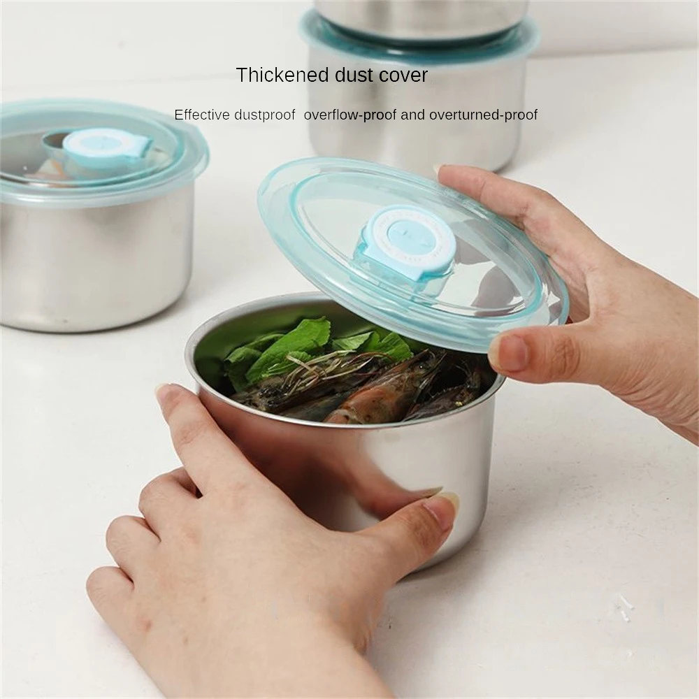 Hot Selling Stainless Steel Fresh-keeping Bowl Lid Round Sample Box Food Refrigerated Fruit Vegetable Fresh-keeping Box 500 Ml 6