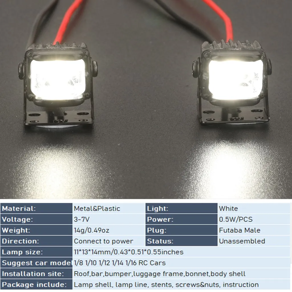 RC Car Light Kits Sidelight with Mount Holder LED Lamp Spotlight Set 1/10 1/12 Truck Rock Crawler Off-road