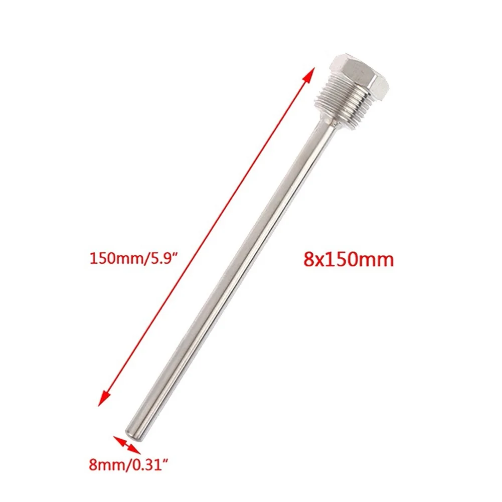 Puits Thermométrique En Acier Inoxydable G 1/2 Pouce Pour Tige De 200mm Max 6000c Et 25 Bars Twblsh G 012 200