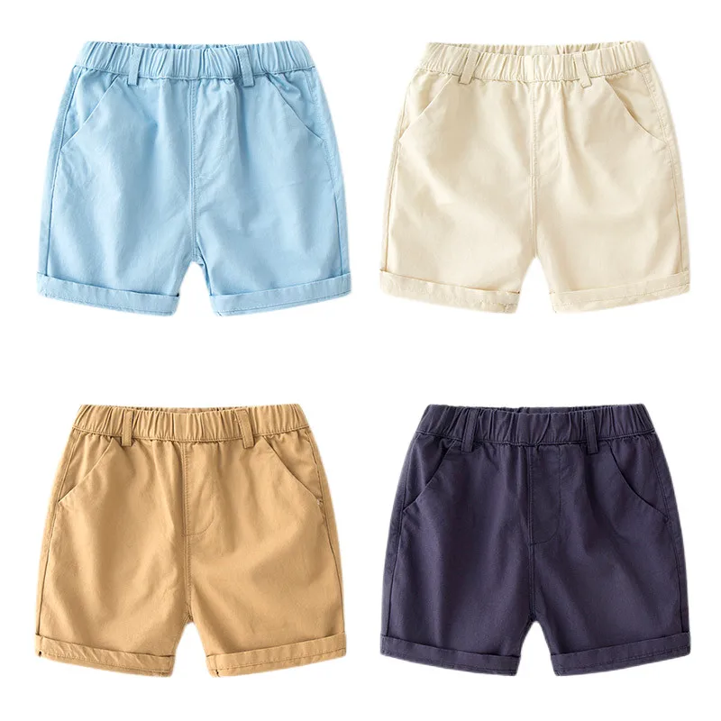 

2024 Summer Fashion 2 3 4 5 6 8 10 Years 90-140cm Cotton Sports Solid Color Handsome Thin Elastic Shorts For Kids Baby Boy