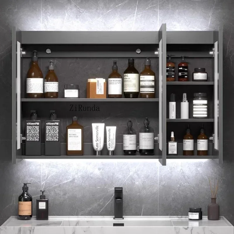 Nordic Simple Bathroom Mirror Cabinet Wall Hanging Fog Removal Toilet Storage Mirror Cabinet Home Furniture Mueble Lavabo FYBC