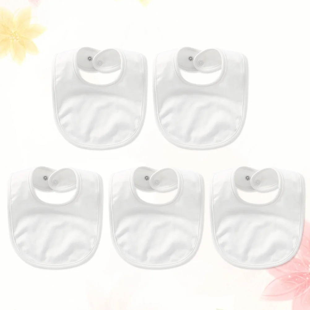 

5pcs Infant Newborn Kids Pure Cotton Double Layer Bandana Drool Bibs Feeding Saliva Towel Bibs with Snaps (White)