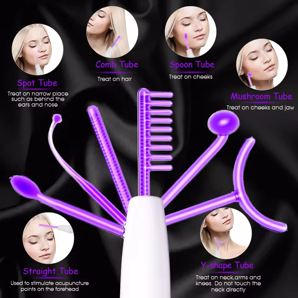 6 in 1 Touch Panel High Frequency Facial Machine For Hair Face Electrotherapy Wand Argon Treatment Acne Skin Care 2