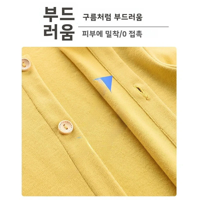 순면 봄 가을  롬퍼 긴팔 잠옷 3세 아동용 발차기 방지  속옷 사계절용